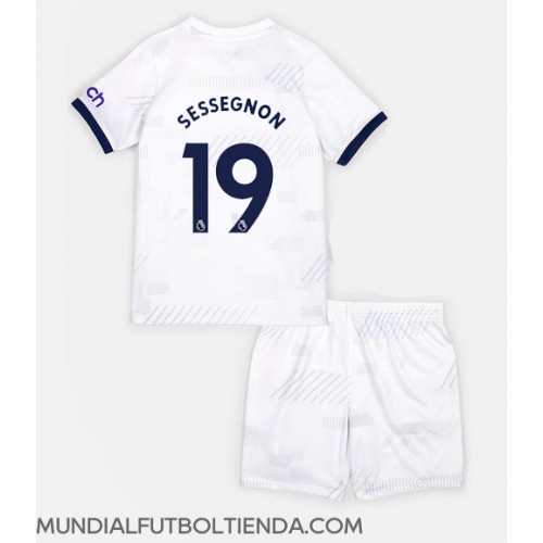 Camiseta Tottenham Hotspur Ryan Sessegnon #19 Primera Equipación Replica 2023-24 para niños mangas cortas (+ Pantalones cortos)